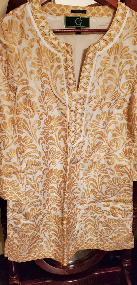 C Wonder Gold shift dress